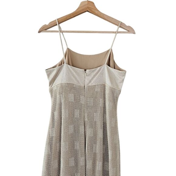 Reggio Neutral Gold Grometric Y2K Maxi Dress womens size 6 - Picture 5 of 7